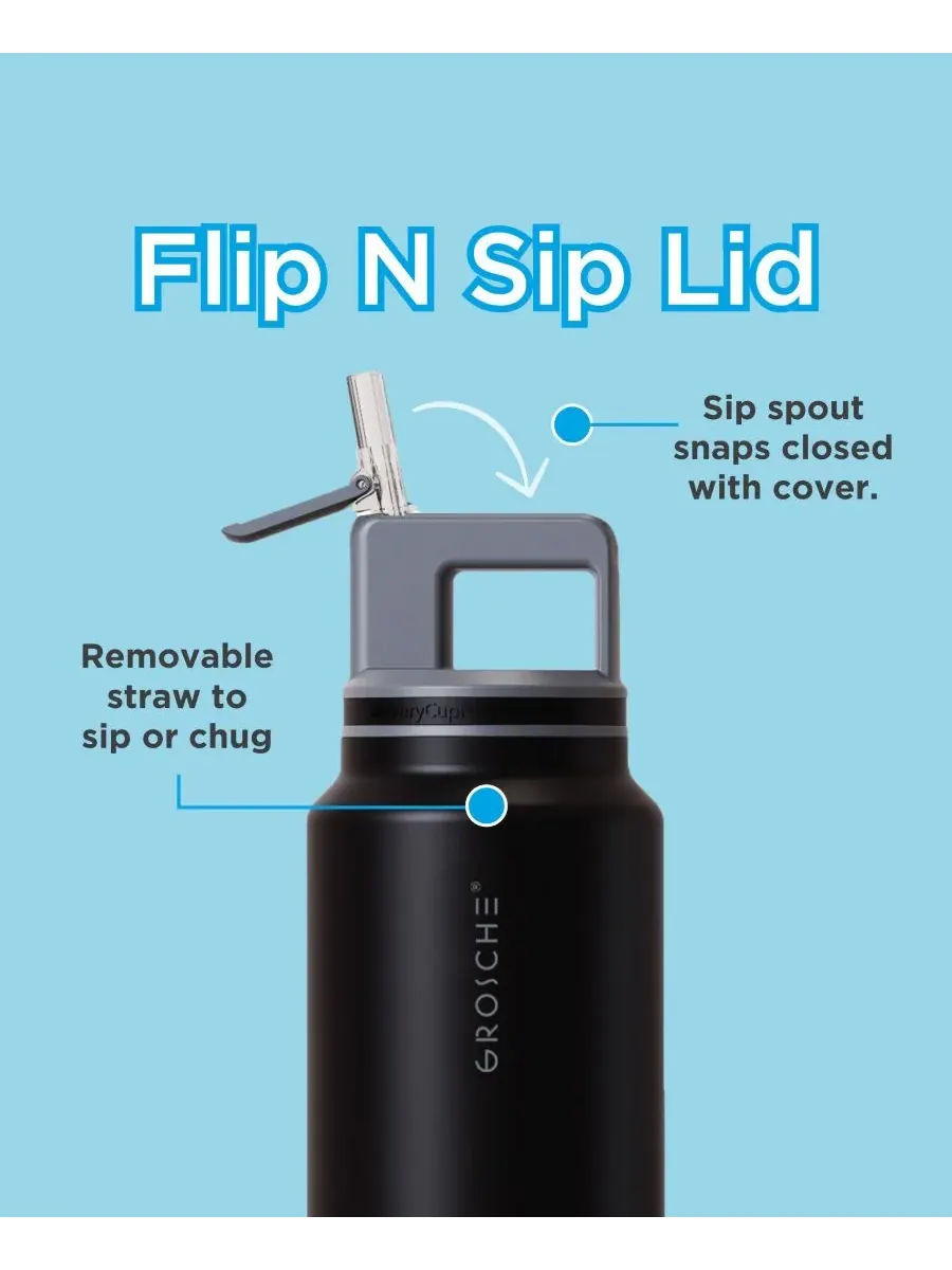 Термос Alpine Flip 'N Sip с трубочкой, 2 шт., 0,6 л + 1 л Grosche — изображение 3 из 10, черный