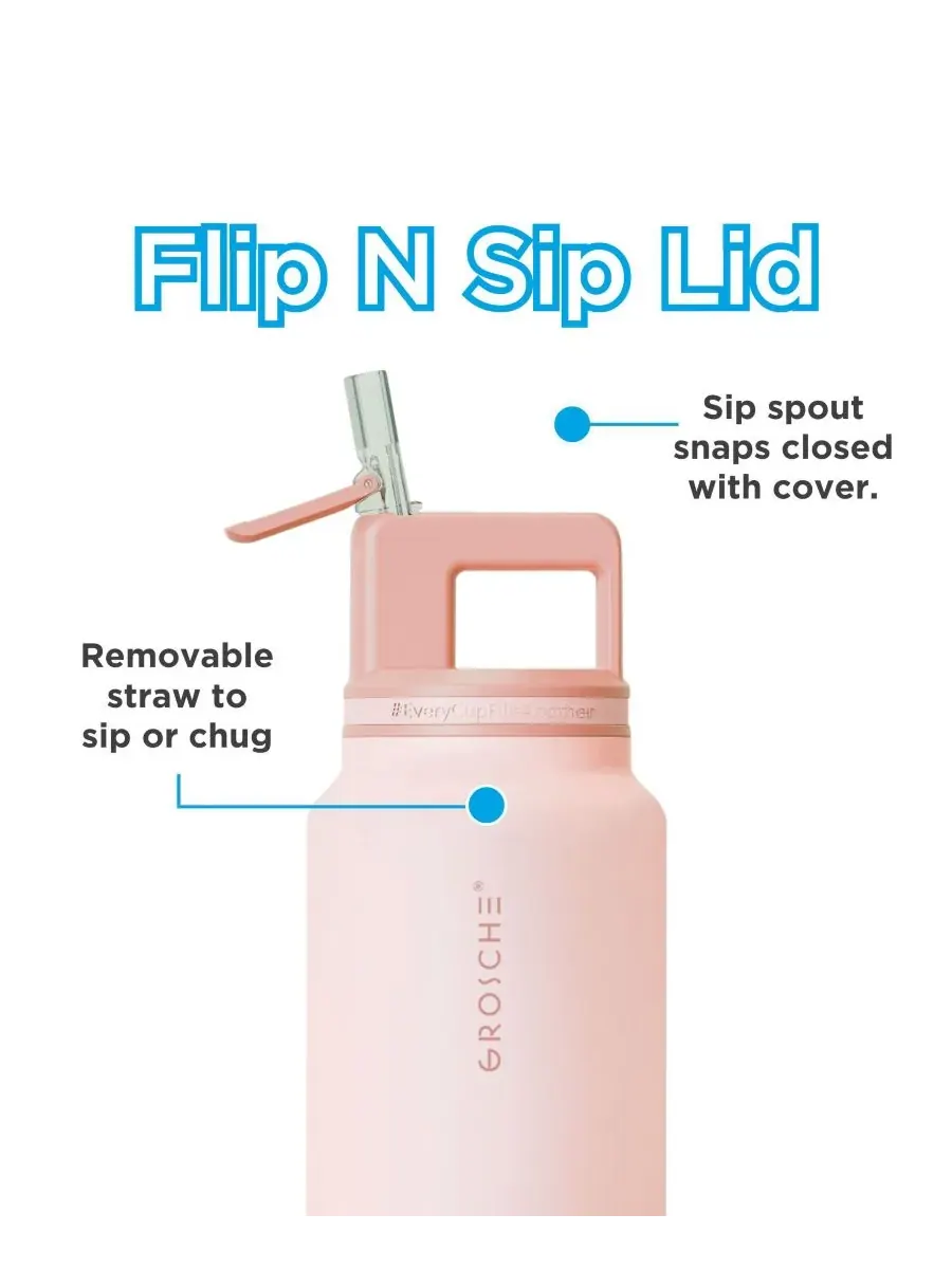 Термос Alpine Flip 'N Sip с трубочкой, 2 шт., 0,6 л + 1 л Grosche — изображение 7 из 10, белый
