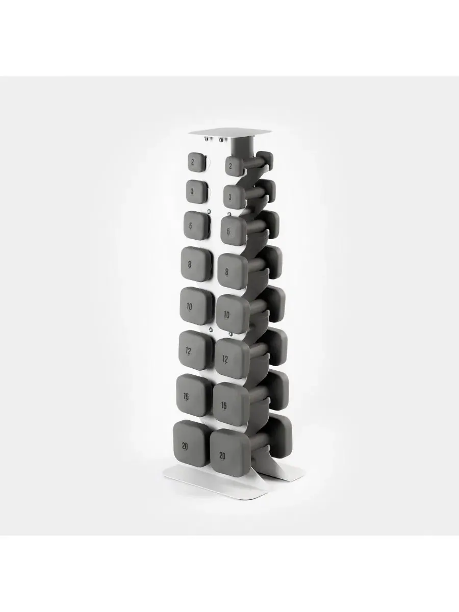 Полный комплект гантелей SafeGrip с подставкой для подсветки Wegym — изображение 1 из 5, серый