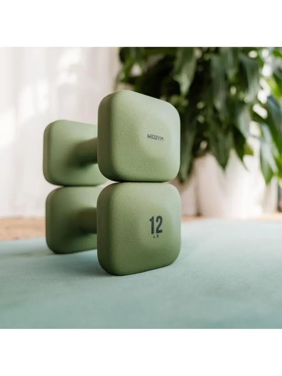 Набор гантелей SafeGrip для тренировки верхней части корпуса - 10, 12, 15, 9 кг Wegym — изображение 3 из 5, лесной