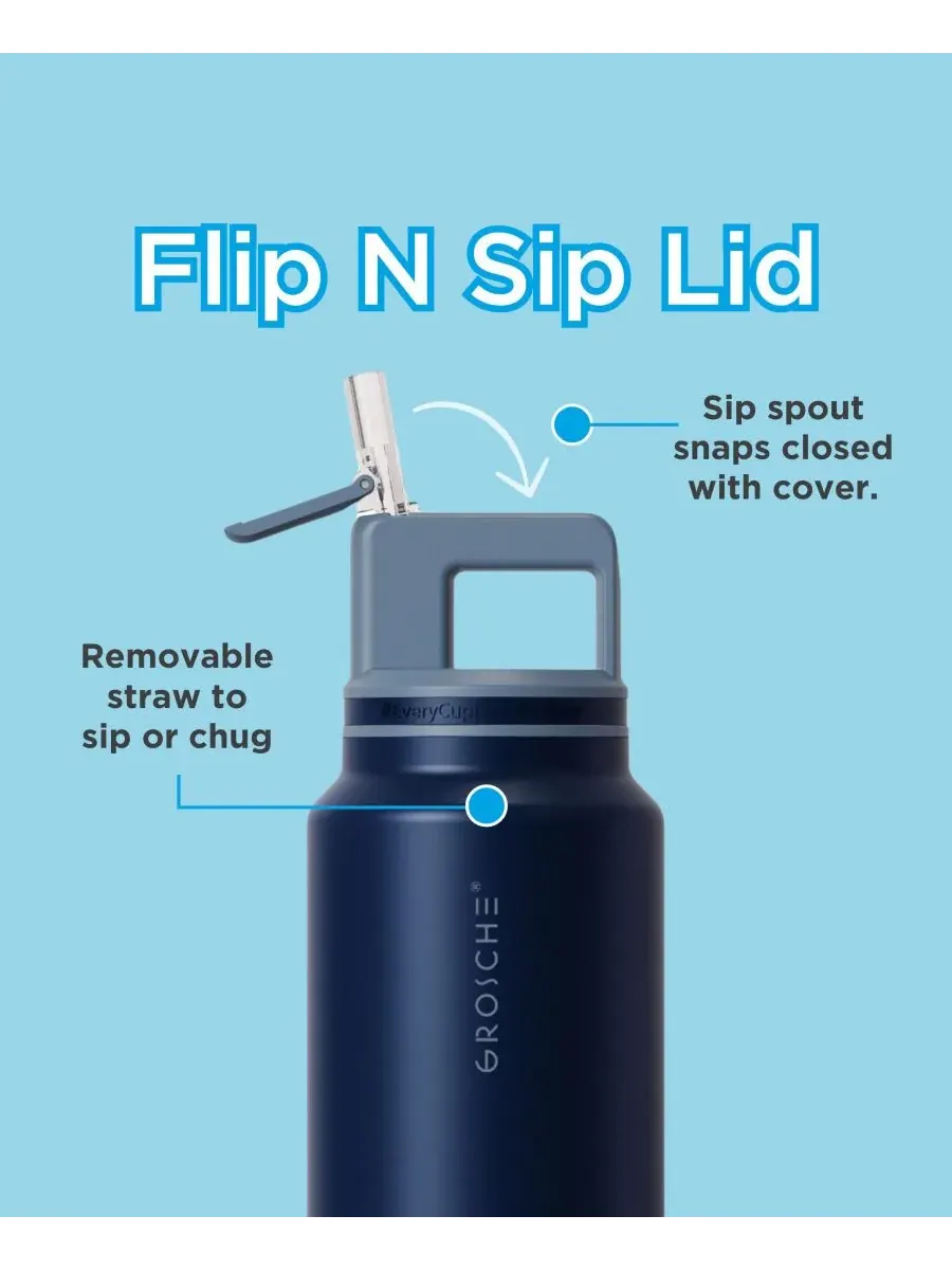 Термос Alpine Flip 'N Sip с трубочкой, герметичный, 1,2 литра (1 л) Grosche — изображение 2 из 10, синий