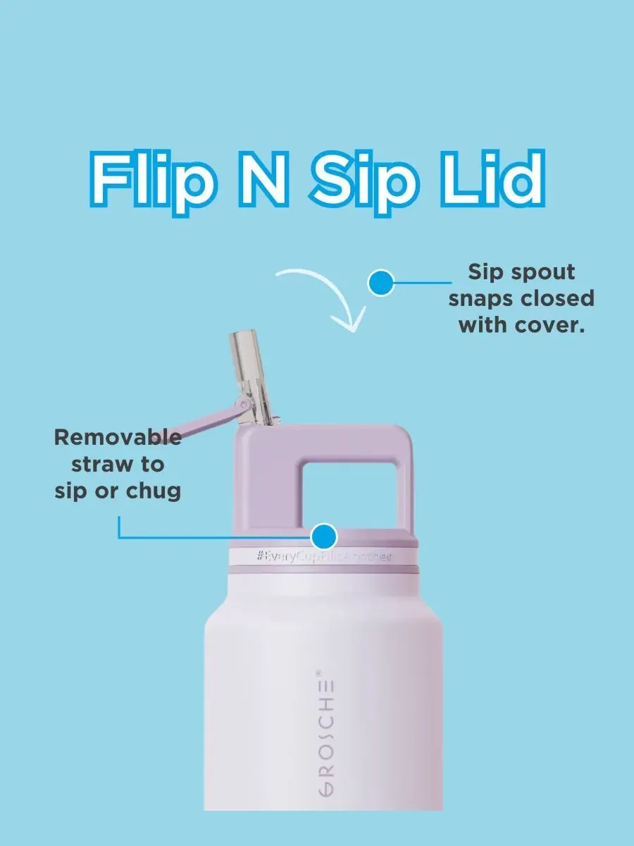 Термос Alpine Flip 'N Sip с трубочкой, герметичный, 1,2 литра (1 л) Grosche — изображение 3 из 10, фиолетовый