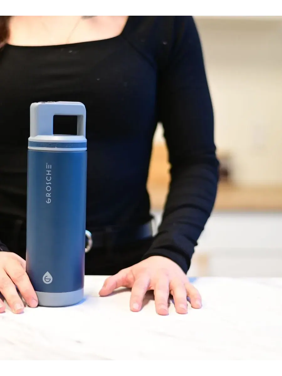 Термос Alpine Flip 'N Sip с трубочкой, 0,6 л, 2 шт Grosche — изображение 4 из 10, синий