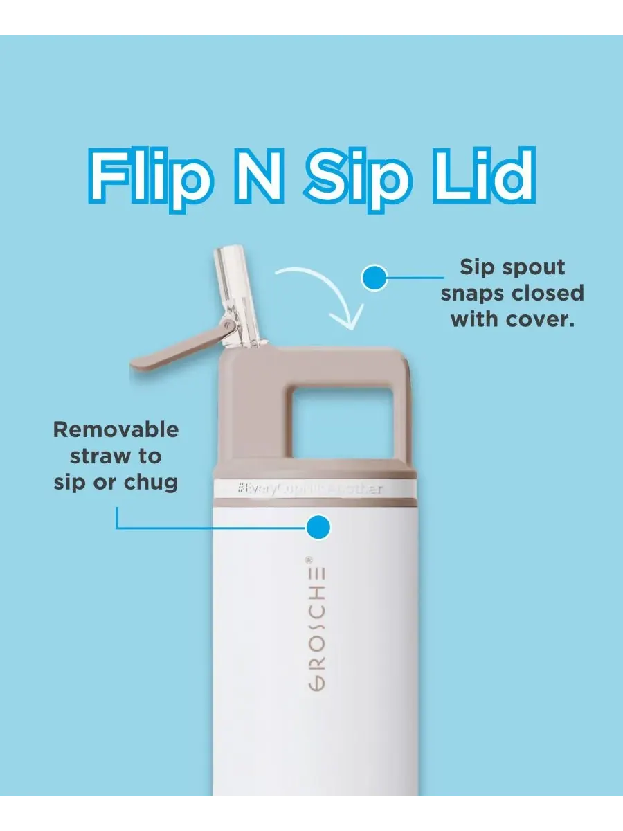 Термос Alpine Flip 'N Sip с трубочкой, 0,6 л, 2 шт Grosche — изображение 2 из 10, белый