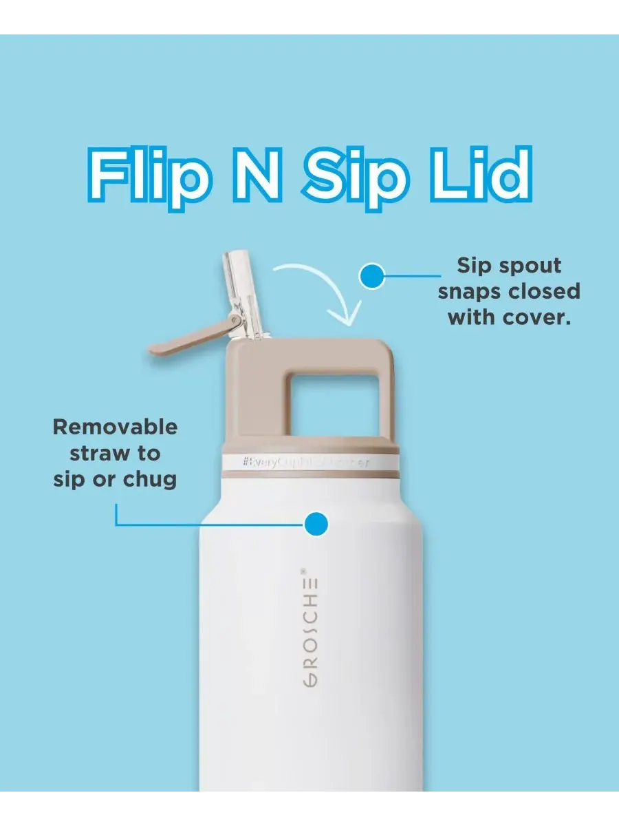 Термос Alpine Flip 'N Sip с трубочкой, 1 л (2 шт.) Grosche — изображение 2 из 10, белый
