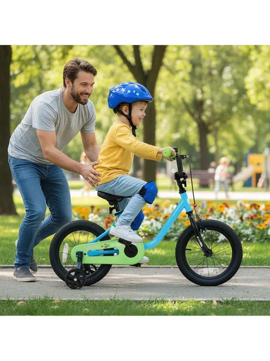Детский велосипед для мальчиков и девочек 3-7 лет, 36 см Mecale — изображение 3 из 8, синий