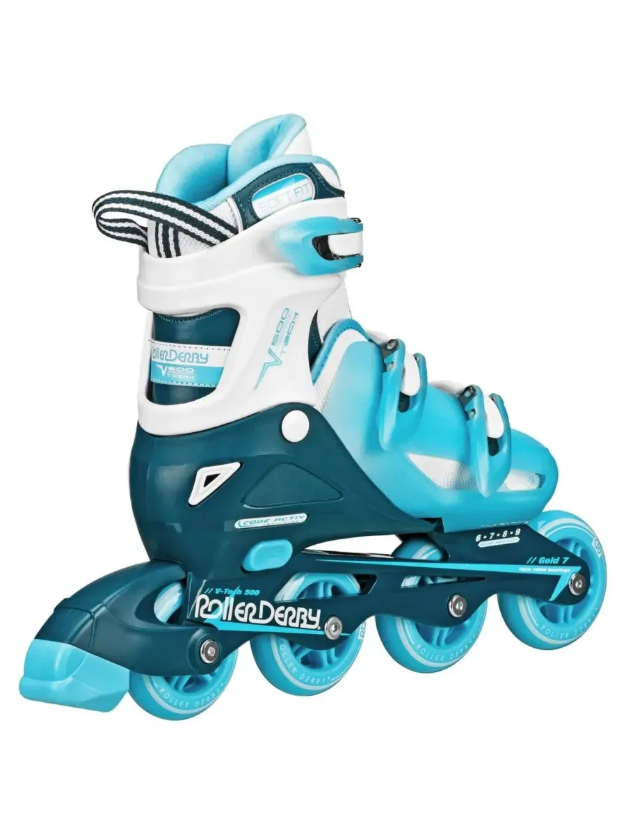 Роликовые коньки V-Tech 500 для женщин, размер Large (6-9) Roller Derby — изображение 2 из 5, белый/синий