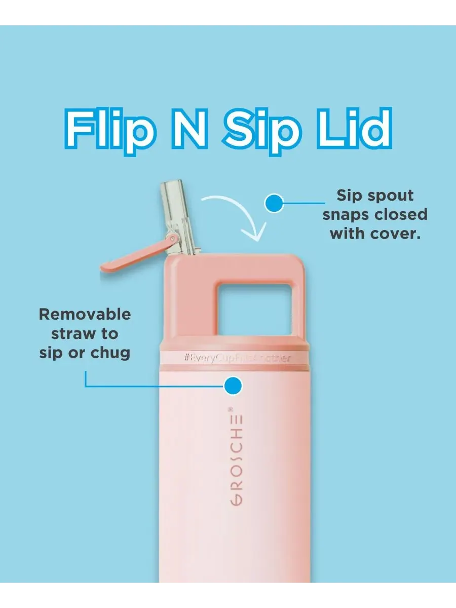 Термос Alpine Flip 'N Sip с трубочкой, герметичный, 0,6 л (593 мл) Grosche — изображение 9 из 10, черный