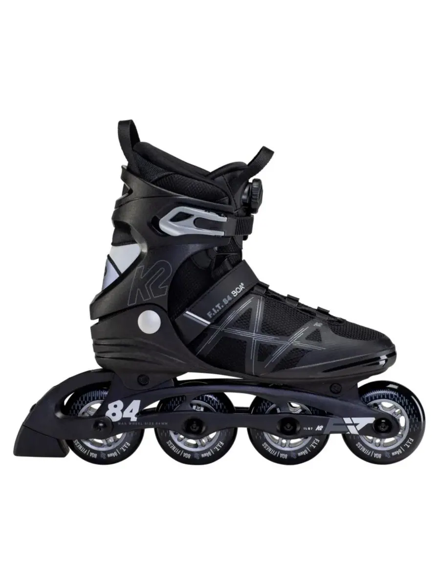 Мужские роликовые коньки FIT 84 Boa K2 — изображение 3 из 4, черный/серебристый