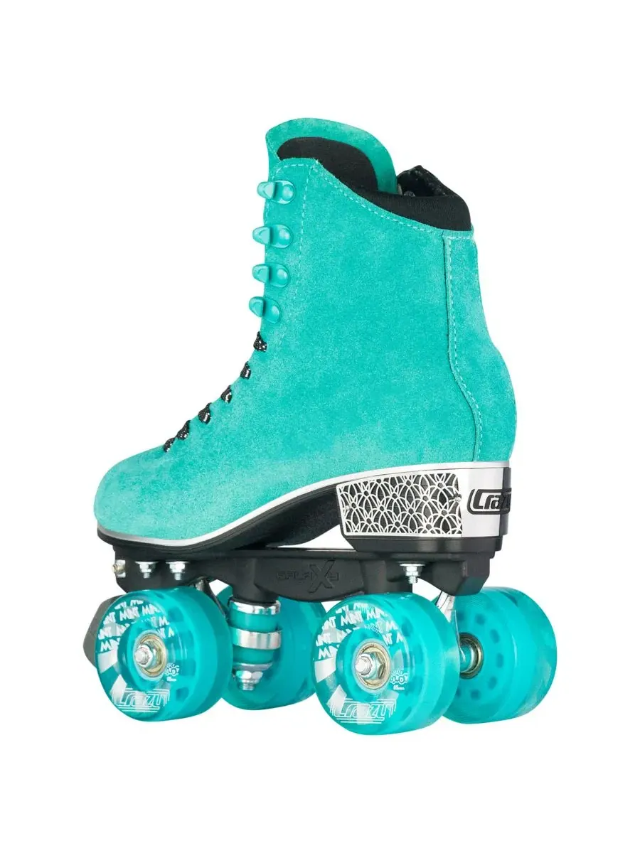 Роликовые коньки Evoke для женщин - стильные замшевые квадроконьки Crazy Skates — изображение 2 из 3, бирюзовый