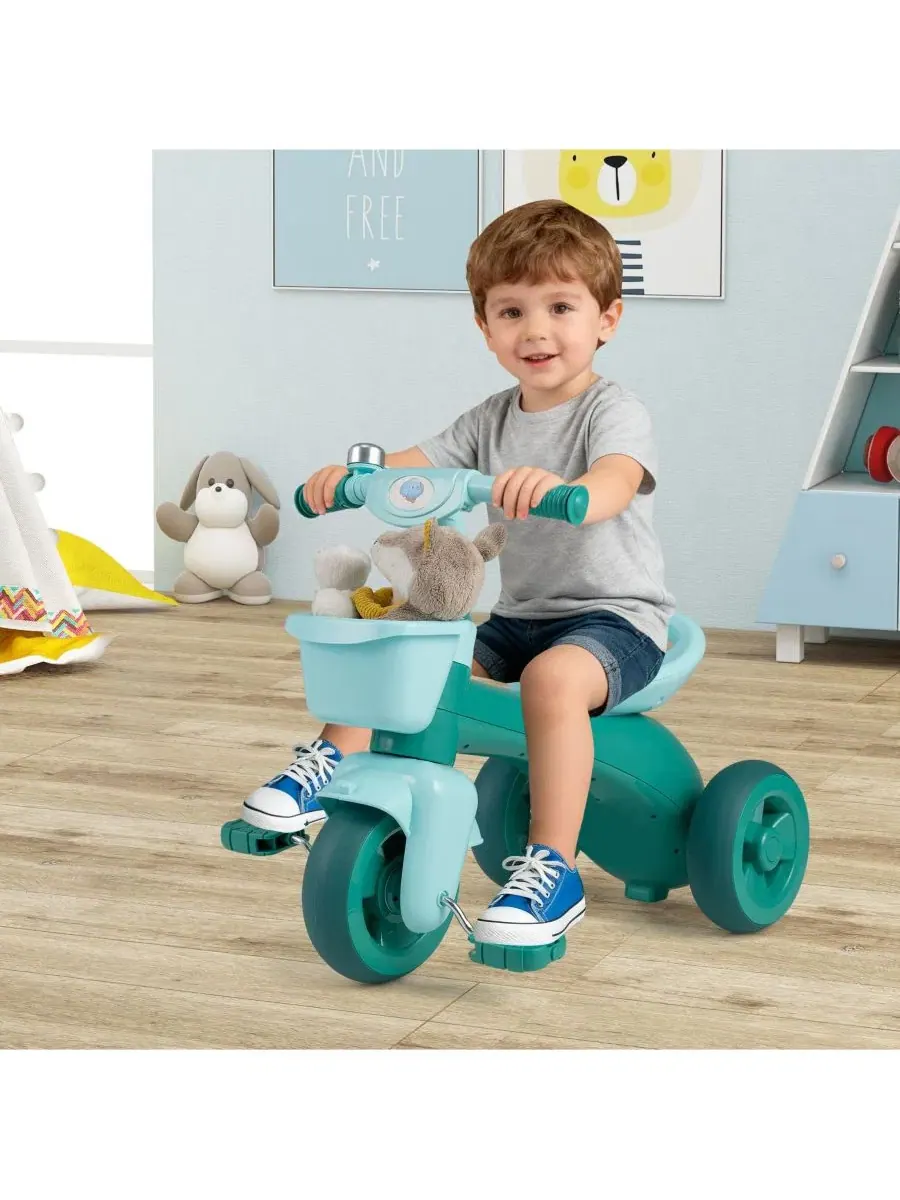 Детский трехколесный велосипед с корзиной и звонком, модель Kids Tricycle with Front Basket, Bell — изображение 4 из 5
