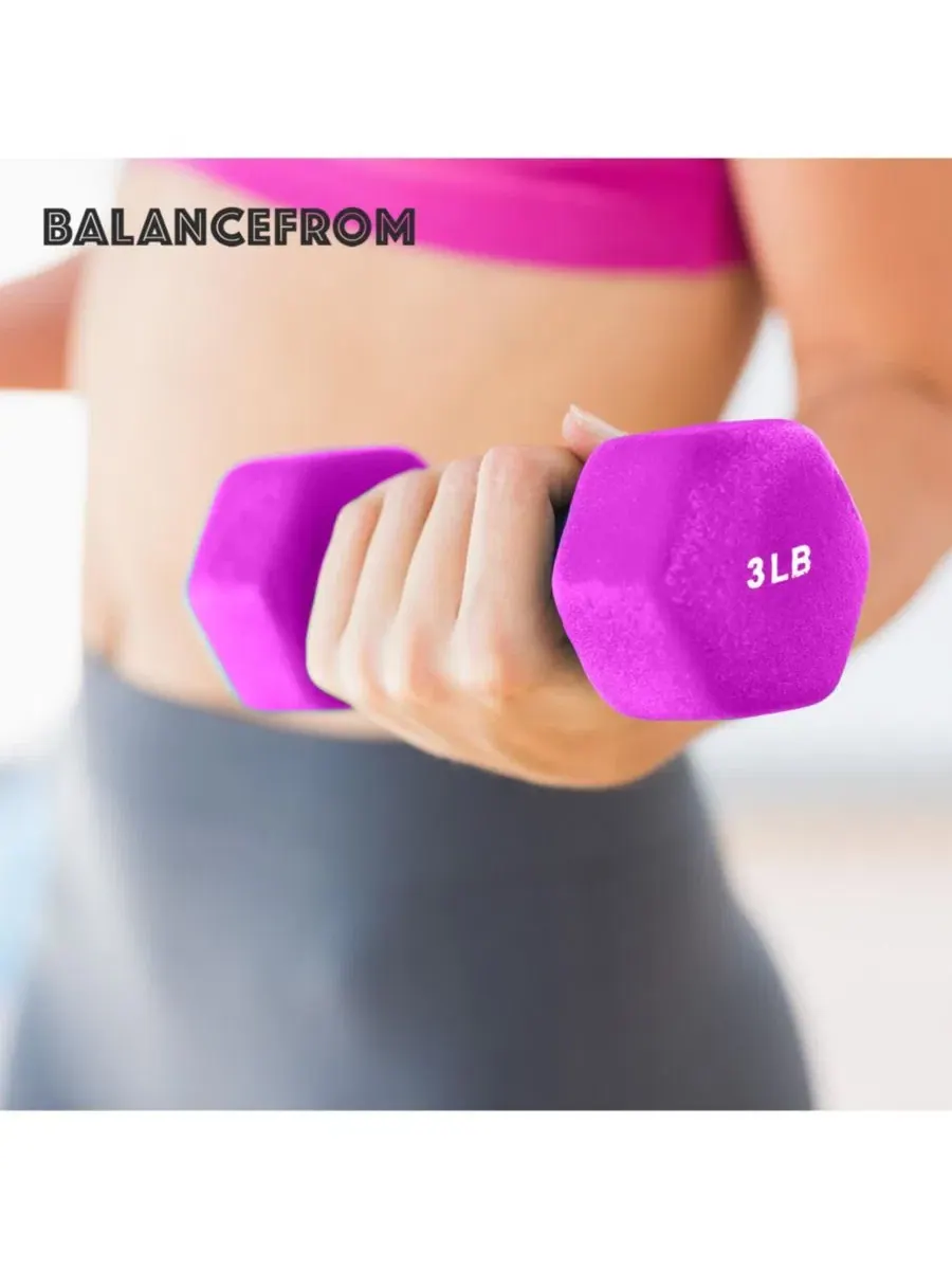 Набор гантелей BalanceFrom из неопрена с подставкой, гантели с нескользящим покрытием для женщин и — изображение 7 из 11