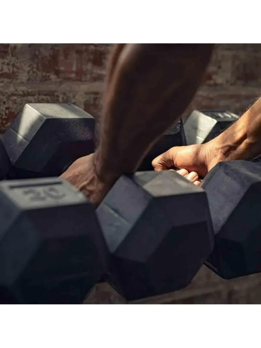 Набор шестигранных гантелей для силовых тренировок, 23 кг (22,7 кг) Signature Fitness — изображение 3 из 3, нет цвета