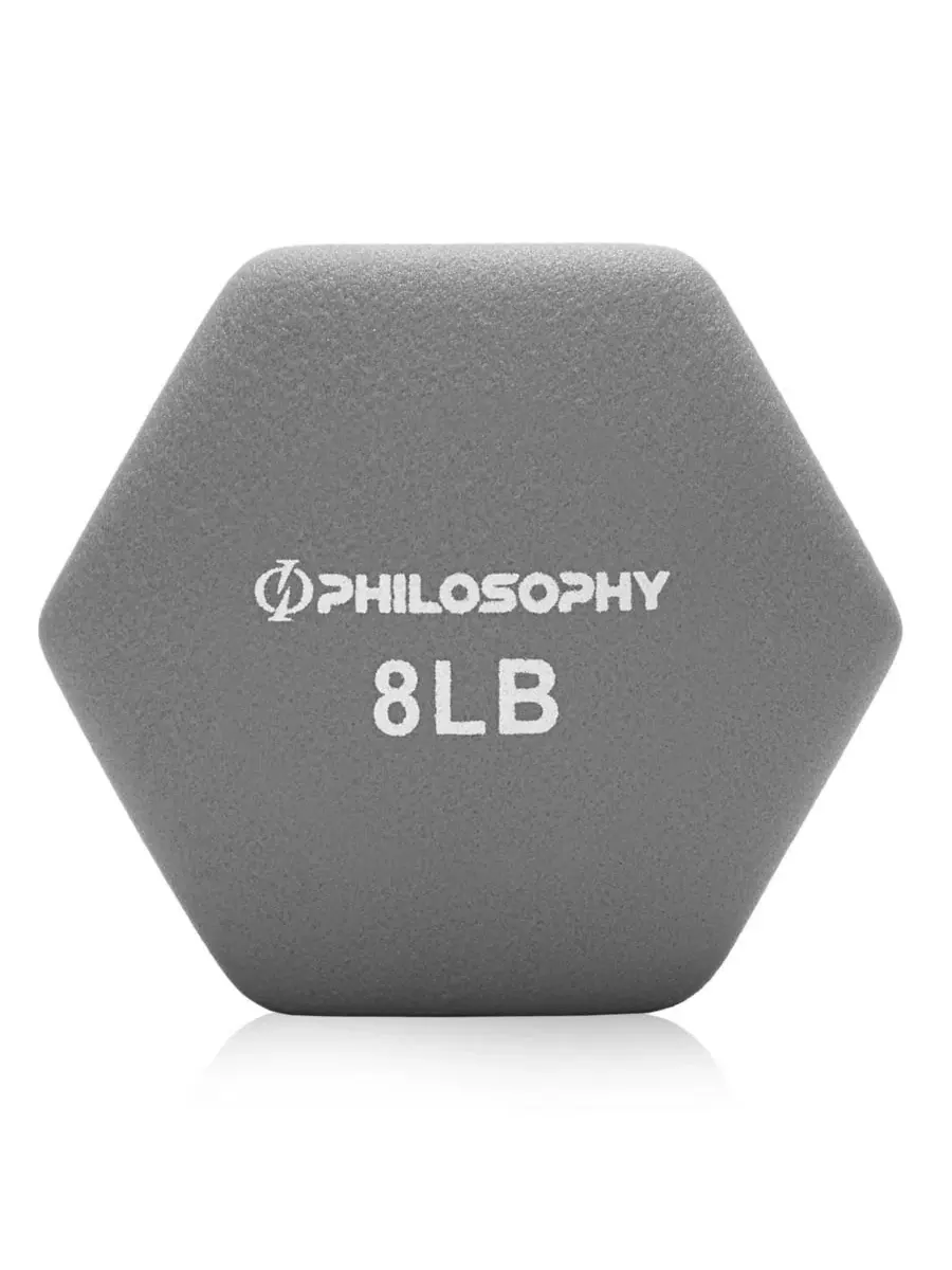 Гантели шестиугольной формы из неопрена, пара 4 кг (общий вес 7 кг ) Philosophy Gym — изображение 2 из 6, серый