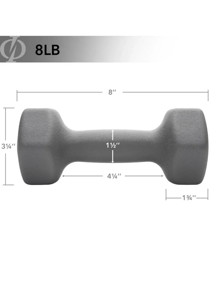 Гантели шестиугольной формы из неопрена, пара 4 кг (общий вес 7 кг ) Philosophy Gym — изображение 5 из 6, серый