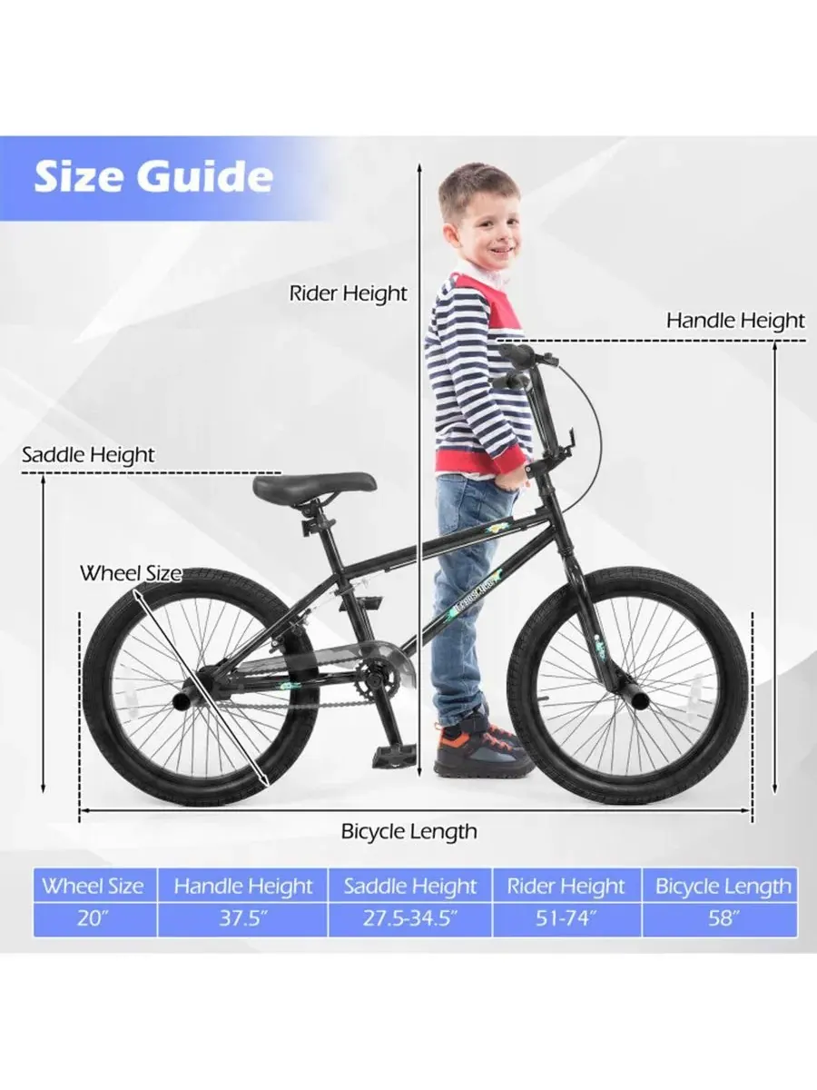 Велосипед BMX HONGGE, 20 дюймов, с 360-градусным рулем — изображение 3 из 11, черный