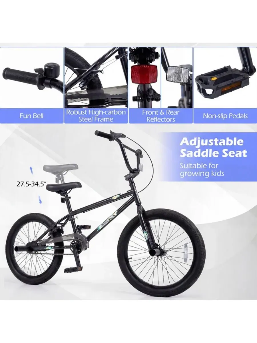 Велосипед BMX HONGGE, 20 дюймов, с 360-градусным рулем — изображение 4 из 11, черный