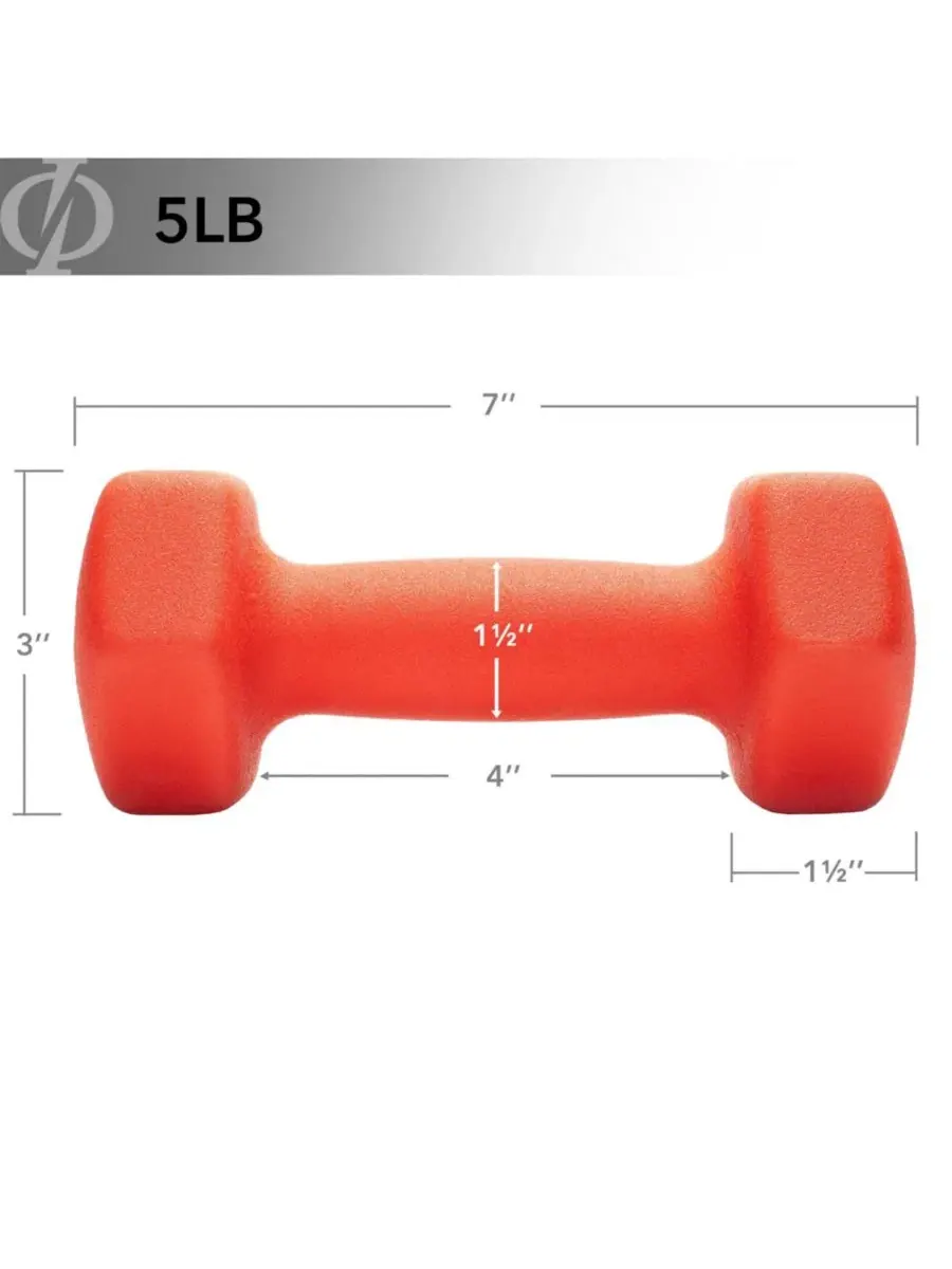 Гантели шестиугольной формы из неопрена, пара 2 кг (общий вес 5 кг ) Philosophy Gym — изображение 5 из 6, красный