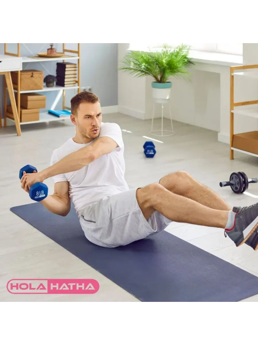 Набор неопреновых гантелей весом 3, 5, 8, 10 и 5 кг с подставкой для хранения Holahatha — изображение 6 из 10, нет цвета