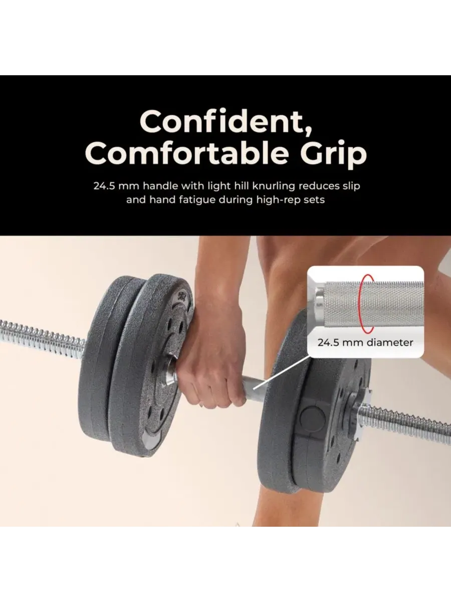 Стандартная гантельная рукоятка длиной 61 см с резьбой и стопорными кольцами Star-Lock Sunny Health — изображение 3 из 7