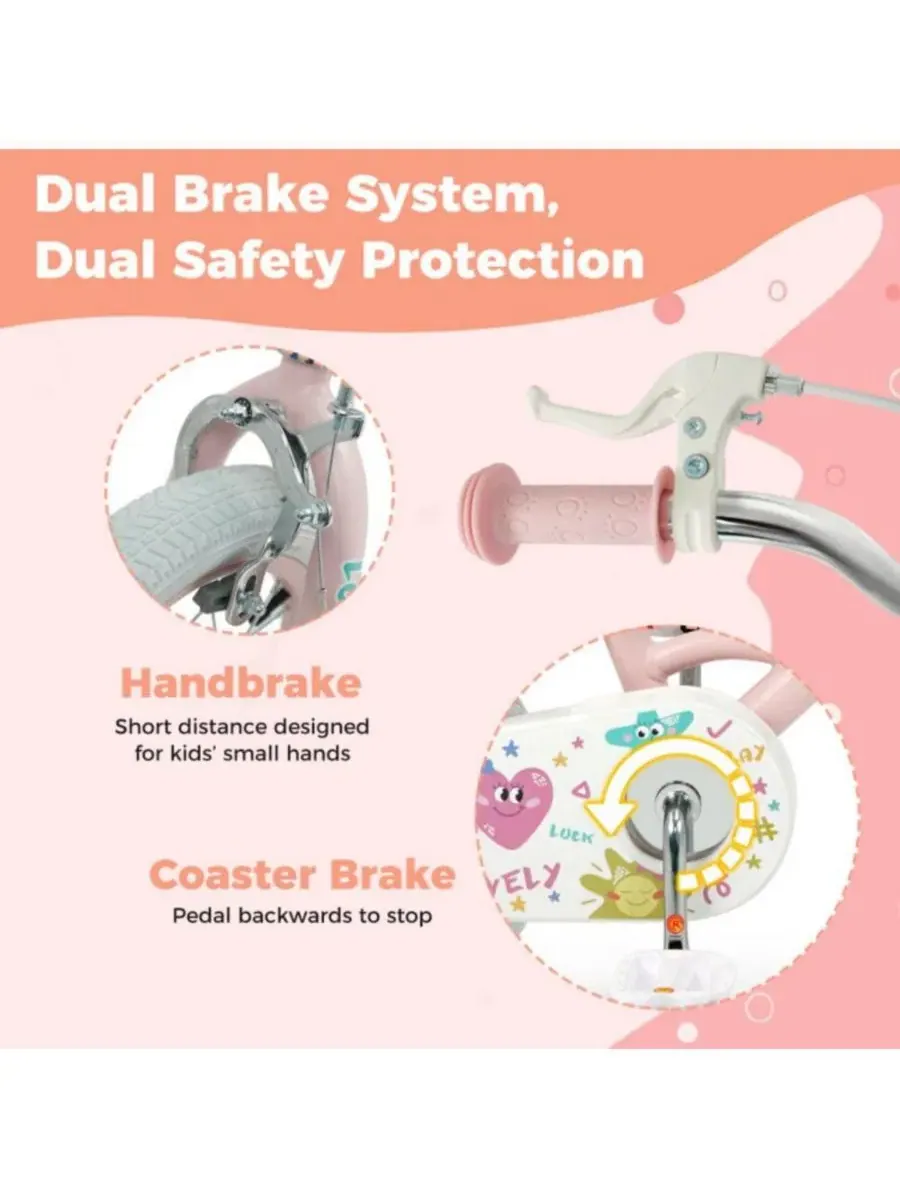 Детский велосипед Inch с регулируемыми вспомогательными колесами Hongge — изображение 8 из 10, розовый