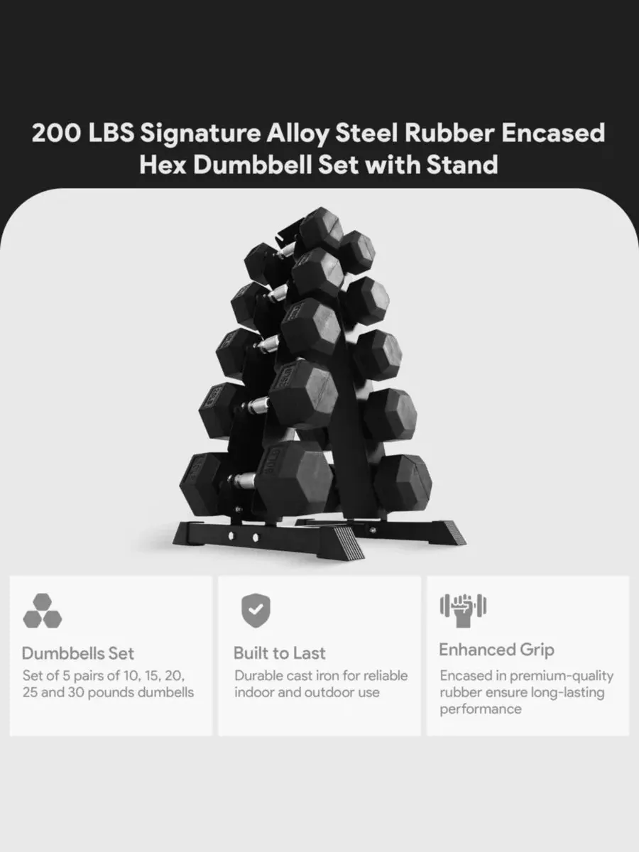 Набор шестигранных гантелей BalanceFrom Signature из легированной стали с резиновым покрытием — изображение 10 из 10
