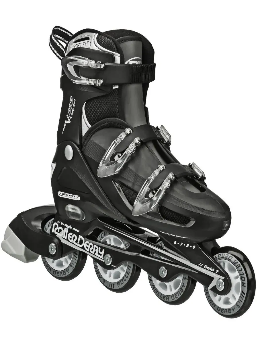 Роликовые коньки V-Tech 500 для мужчин, размер Large (6-9) Roller Derby — черный