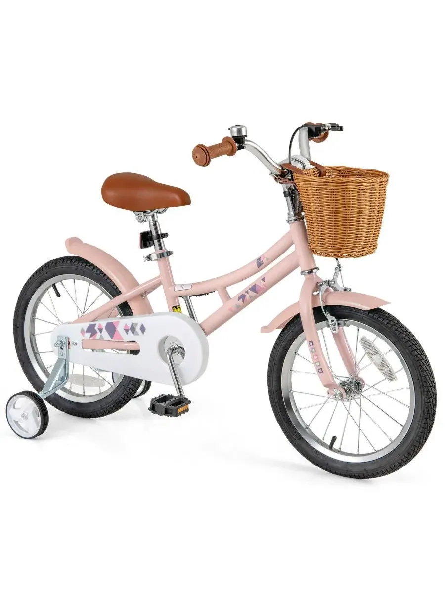 Детский ретро-велосипед с регулируемой высотой сиденья и передней корзиной для веселых поездок — изображение 1 из 8, розовый