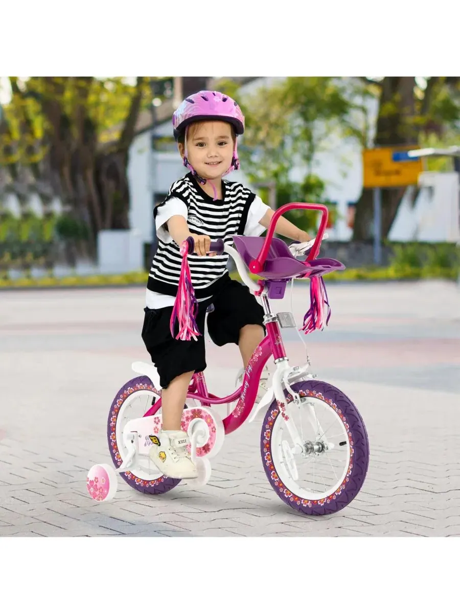 Детский велосипед с сиденьем для куклы и съемными вспомогательными колесами Slickblue — изображение 3 из 8