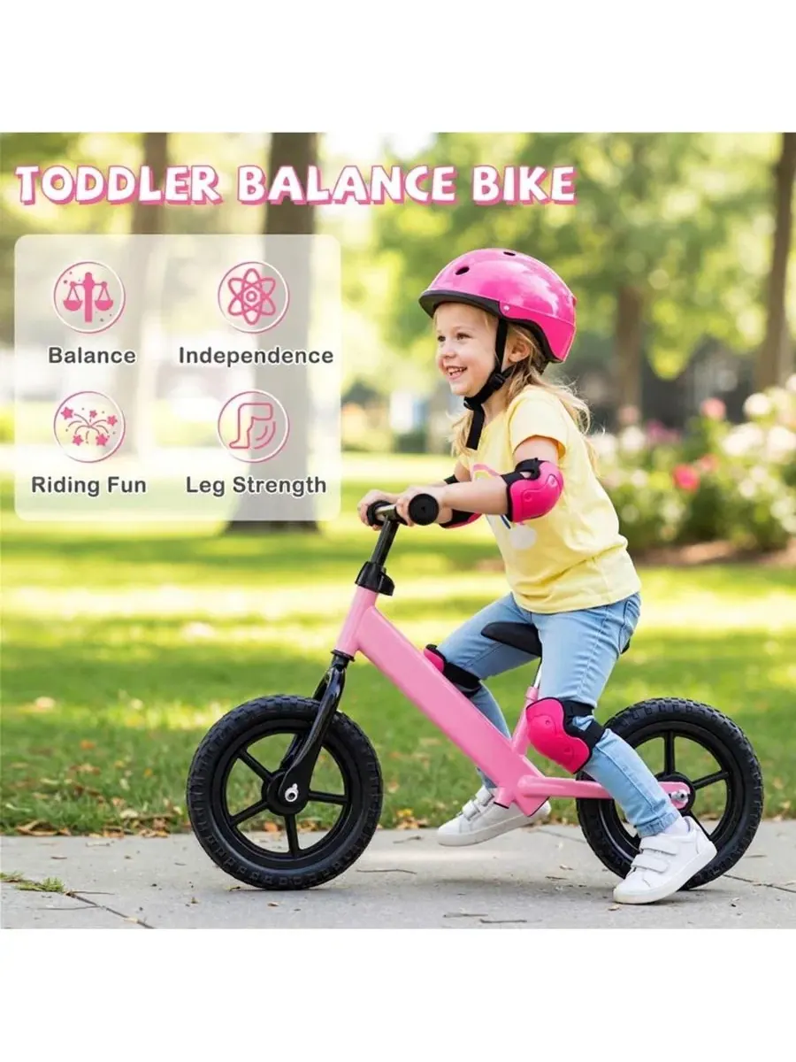 Беговел с пенными шинами 11 дюймов, модель Lightweight Toddler Balance Bike HONGGE — изображение 5 из 11, розовый
