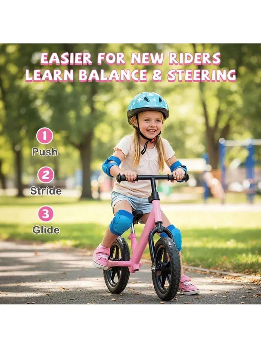 Беговел с пенными шинами 11 дюймов, модель Lightweight Toddler Balance Bike HONGGE — изображение 8 из 11, розовый