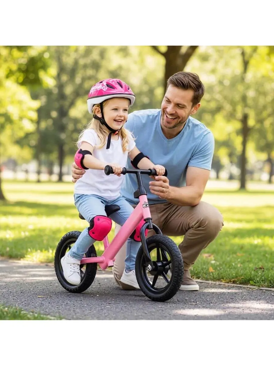 Беговел с пенными шинами 11 дюймов, модель Lightweight Toddler Balance Bike HONGGE — изображение 10 из 11, розовый