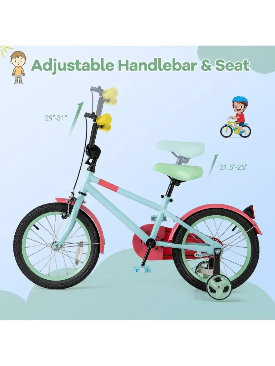 Детский велосипед 41 см с регулируемым рулем и седлом Sugift — изображение 5 из 10, синий