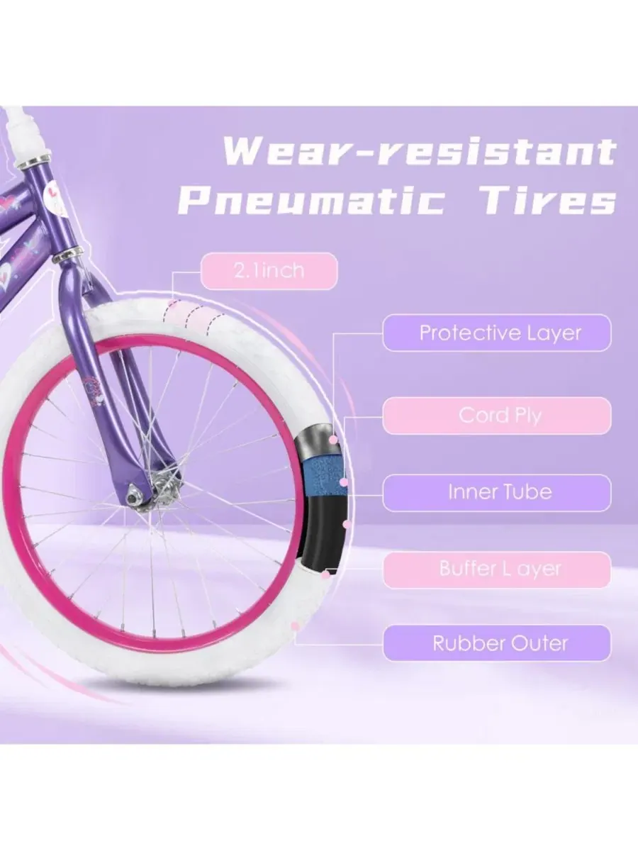 Детский велосипед с принтом, съемные страховочные колеса, модель Kids Bike SUGIFT — изображение 4 из 6, фиолетовый
