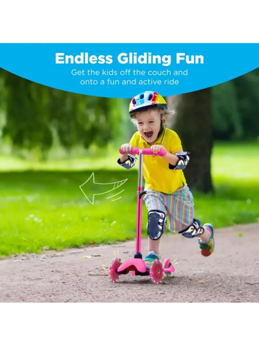 Детский мини-самокат с подсвечивающимися колесами и регулируемой по высоте Т-образной ручкой Best — изображение 3 из 7