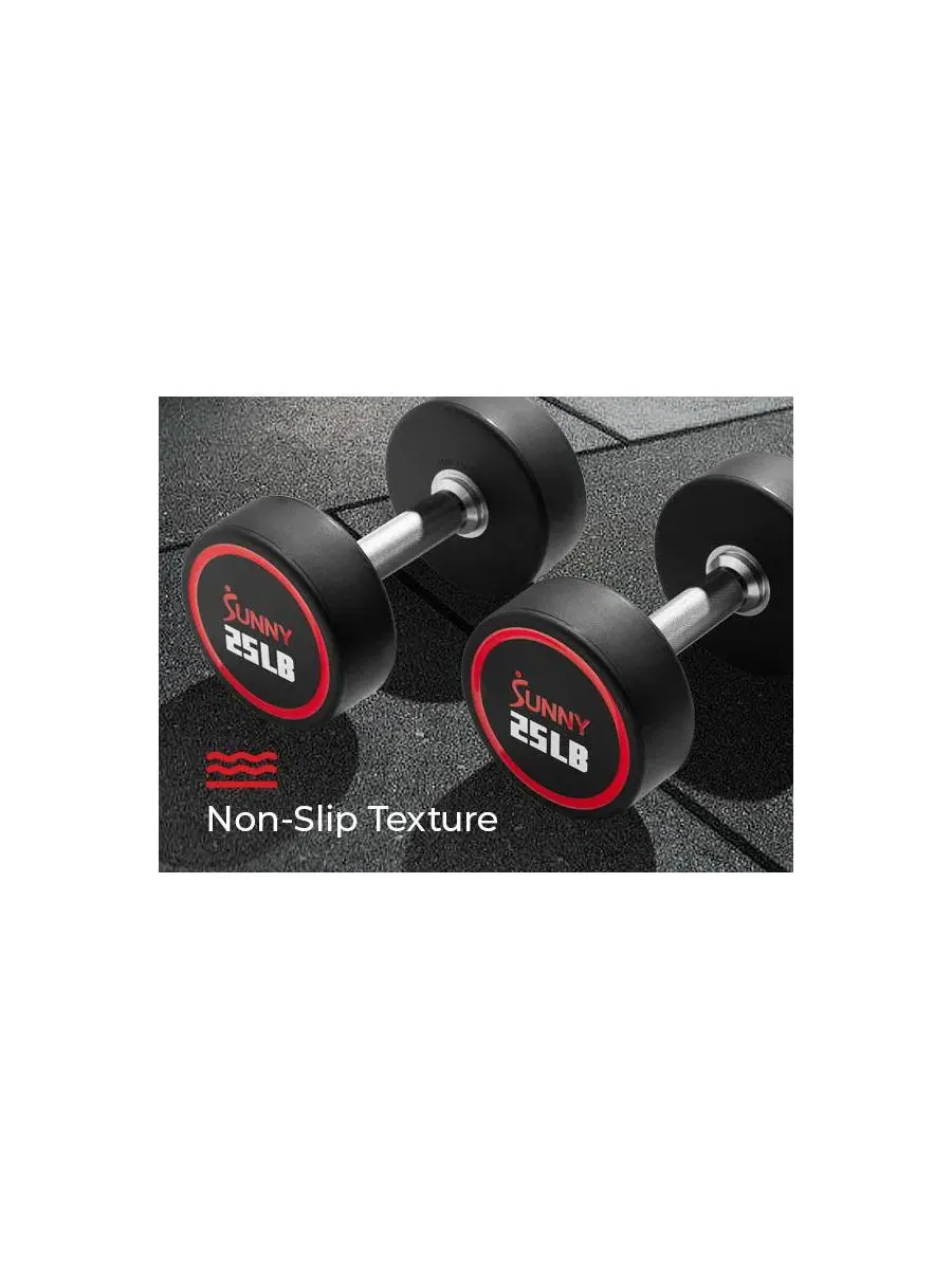 Круглые полиуретановые гантели Signature Style, 2 кг (пара) Sunny Health & Fitness — изображение 4 из 7, черный