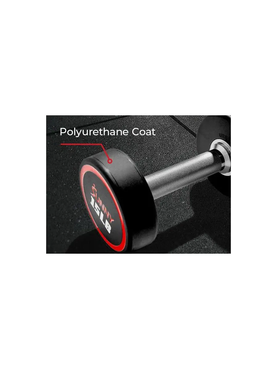 Круглые полиуретановые гантели Signature Style, 2 кг (пара) Sunny Health & Fitness — изображение 6 из 7, черный