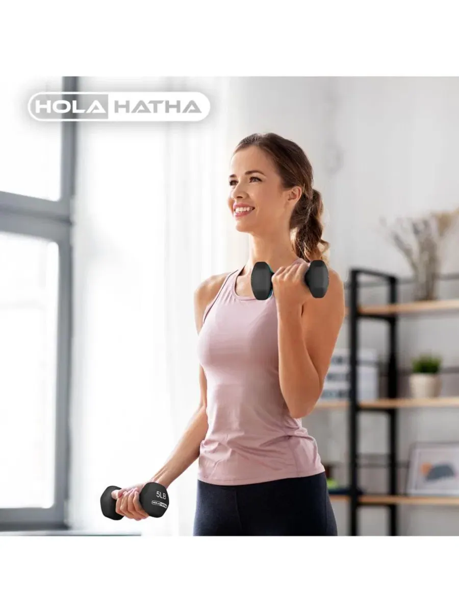 Набор неопреновых гантелей весом 2, 3, 5, 8 и 5 кг с подставкой для хранения Holahatha — изображение 6 из 9, нет цвета