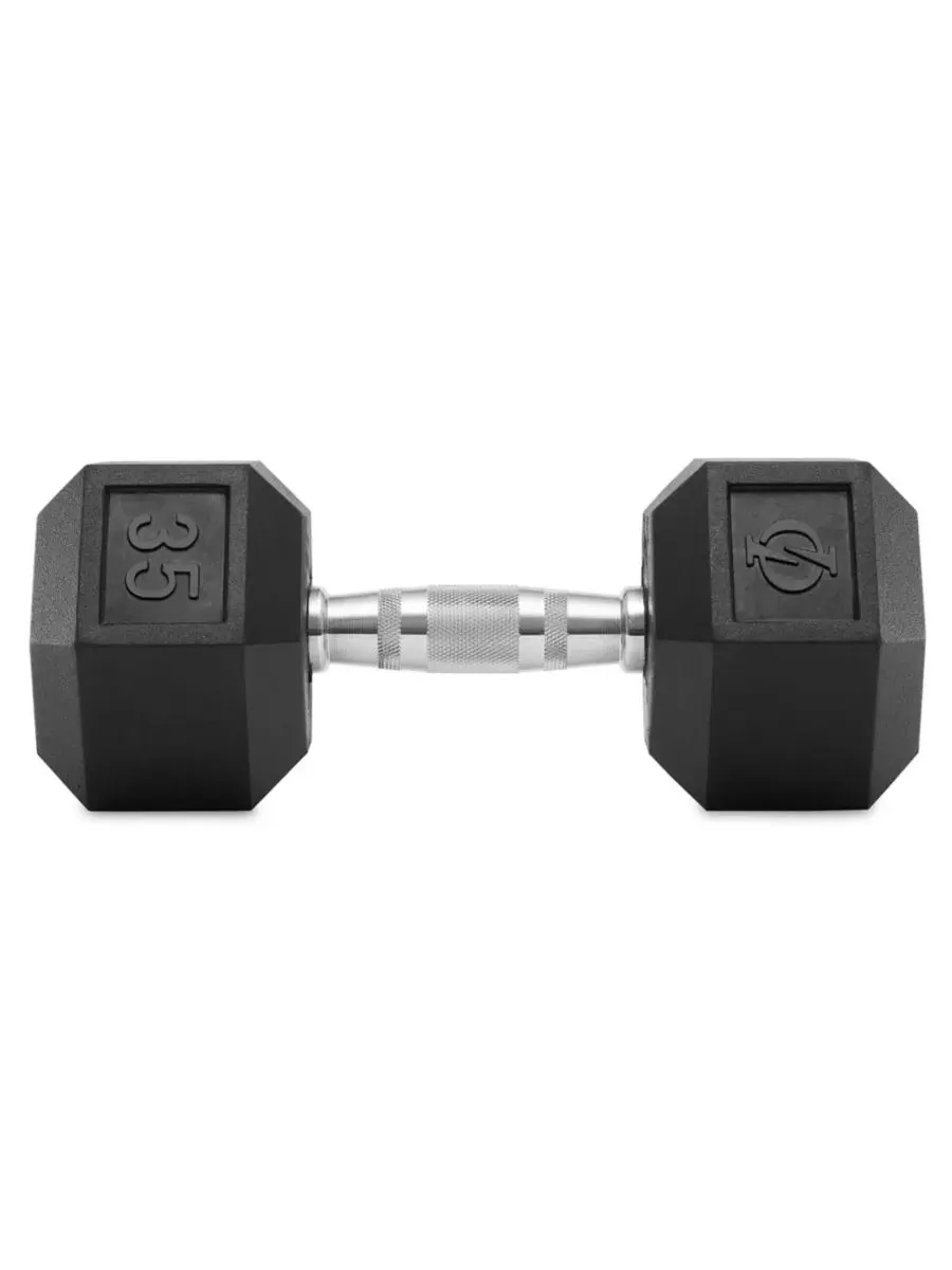 Гантель с шестигранным стержнем и резиновым покрытием, вес 16 кг Philosophy Gym — изображение 6 из 6, черный
