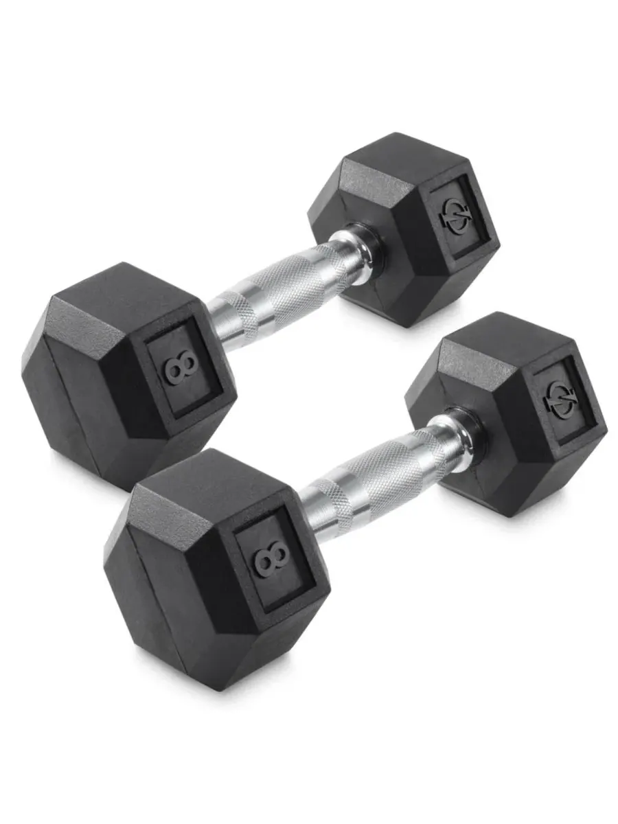 Гантели с шестигранным стержнем и резиновым покрытием, пара, 4 кг Philosophy Gym — изображение 1 из 6, черный