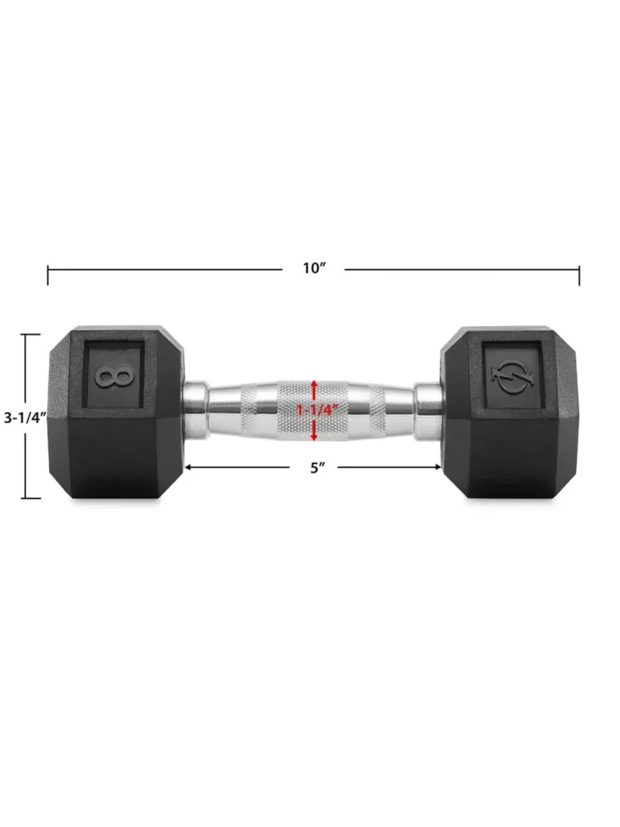 Гантели с шестигранным стержнем и резиновым покрытием, пара, 4 кг Philosophy Gym — изображение 6 из 6, черный