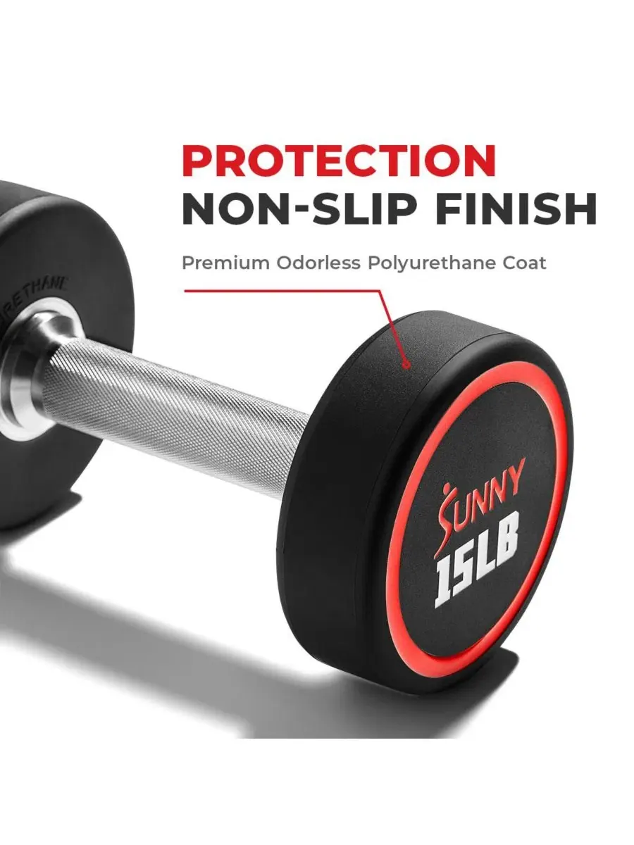 Круглые полиуретановые гантели Signature Style, 14 кг Sunny Health & Fitness — изображение 3 из 6, черный