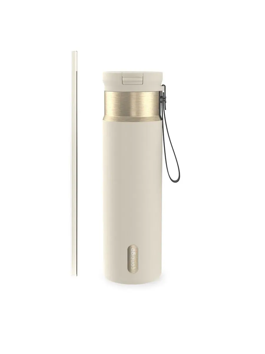 Термобутылка из нержавеющей стали с трубочкой SnapSeal, 710 мл Contigo, Oatmeal Champagne — изображение 1 из 9