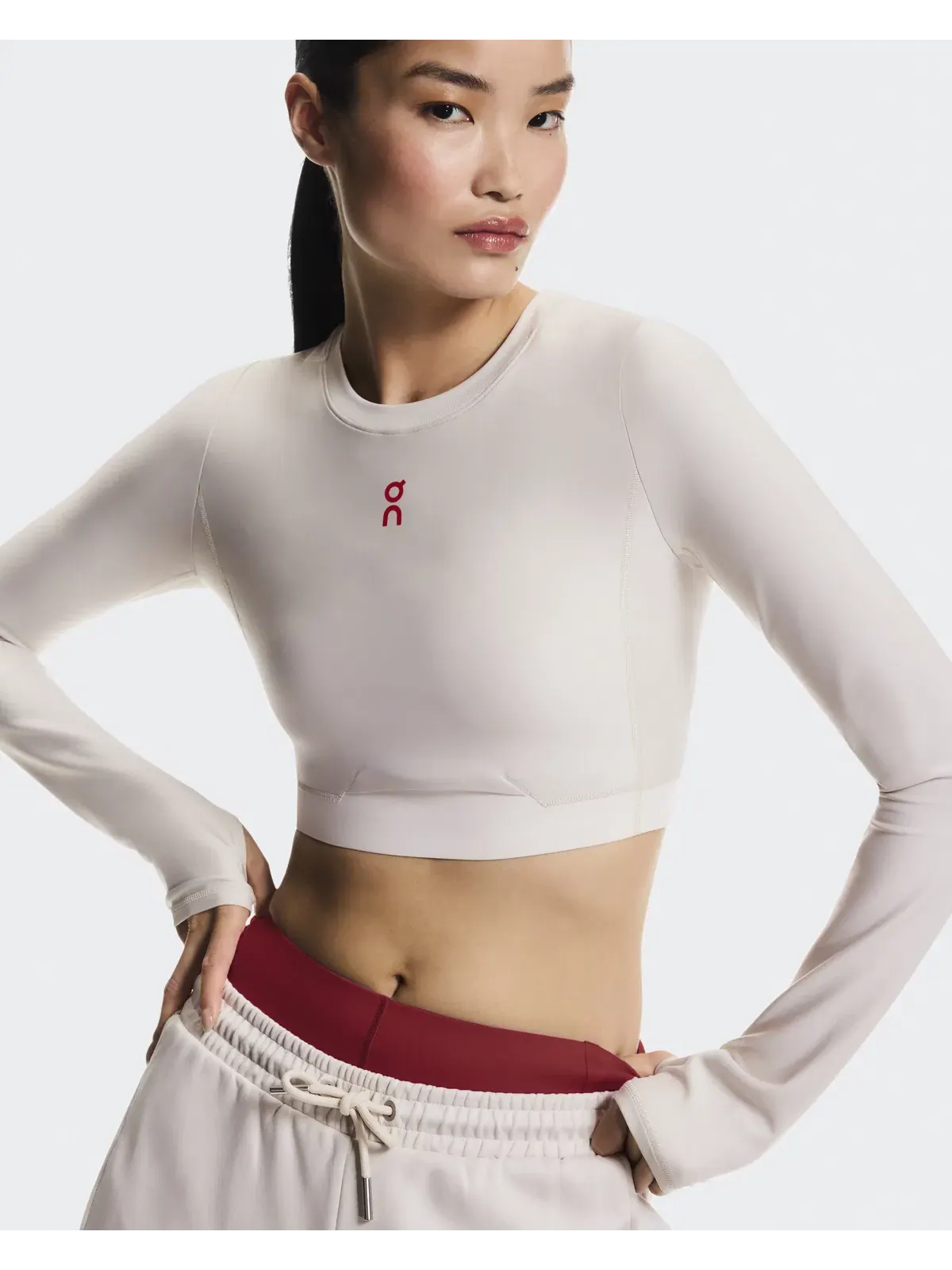 Женский тренировочный лонгслив укороченный с сетчатой вставкой Train Long Sleeve Crop Year of the Horse On — 4