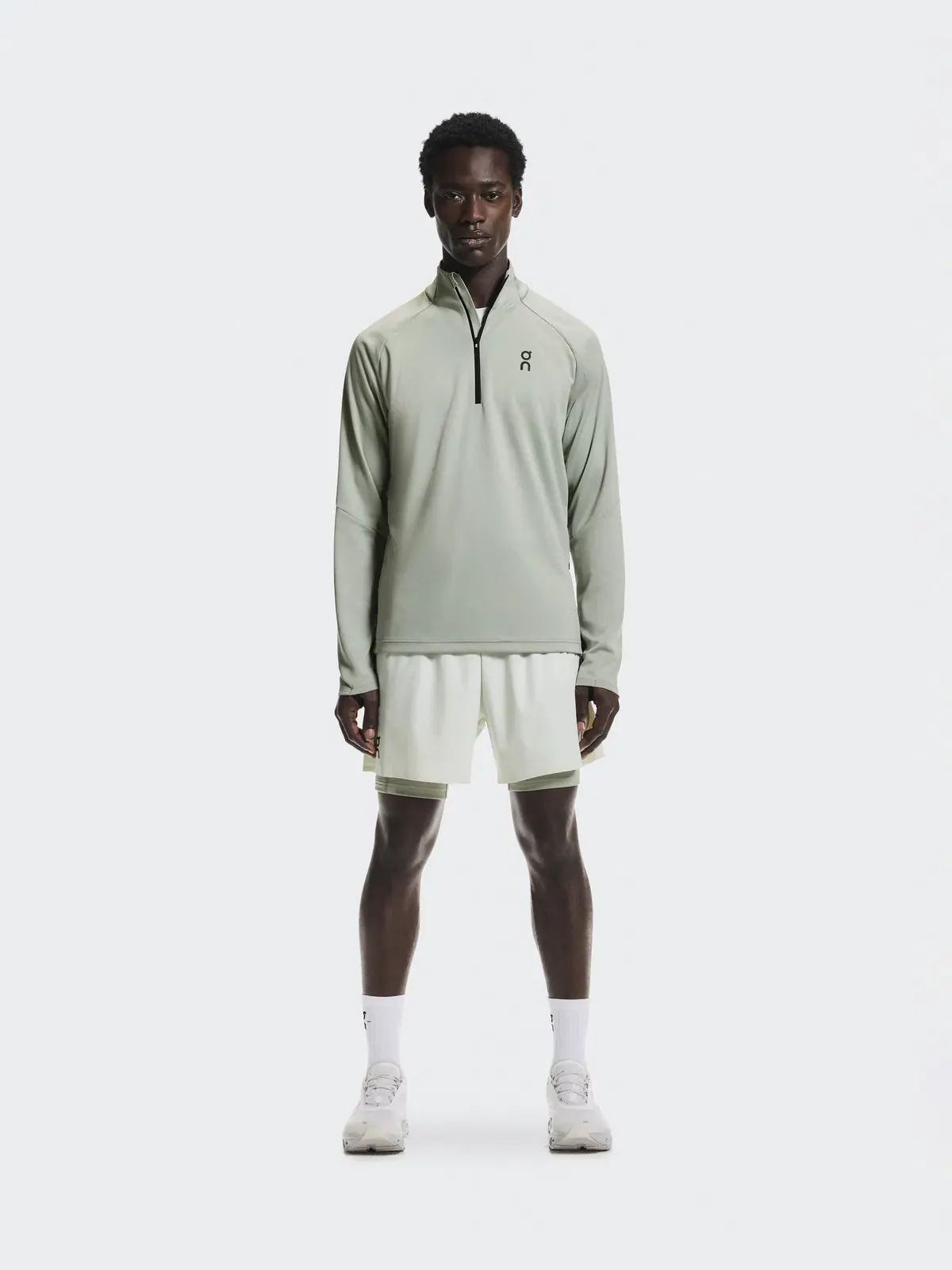 Мужская футболка с длинным рукавом с четверть-молнией Climate Shirt On, Tin — 2
