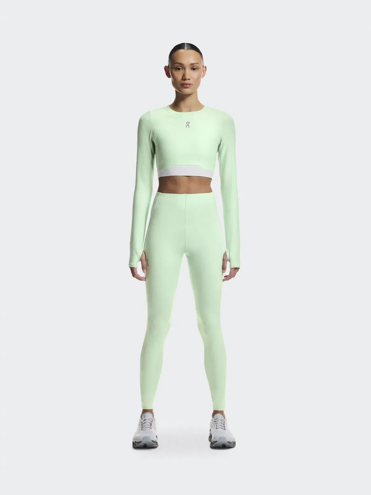 Женский лонгслив-кроп с сетчатой вставкой Train Long Sleeve Crop On, Creek — 2