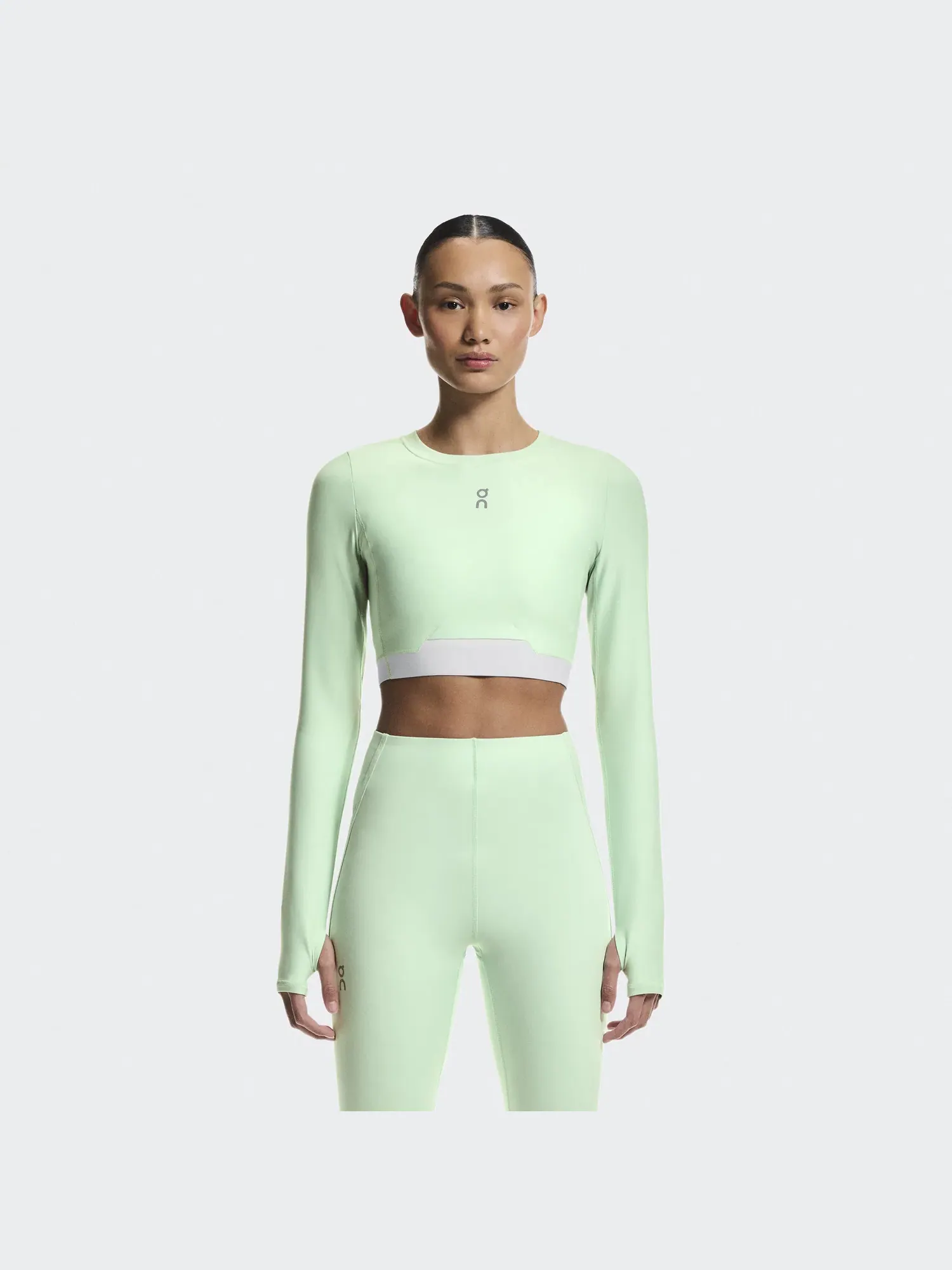 Женский лонгслив-кроп с сетчатой вставкой Train Long Sleeve Crop On, Creek — 8