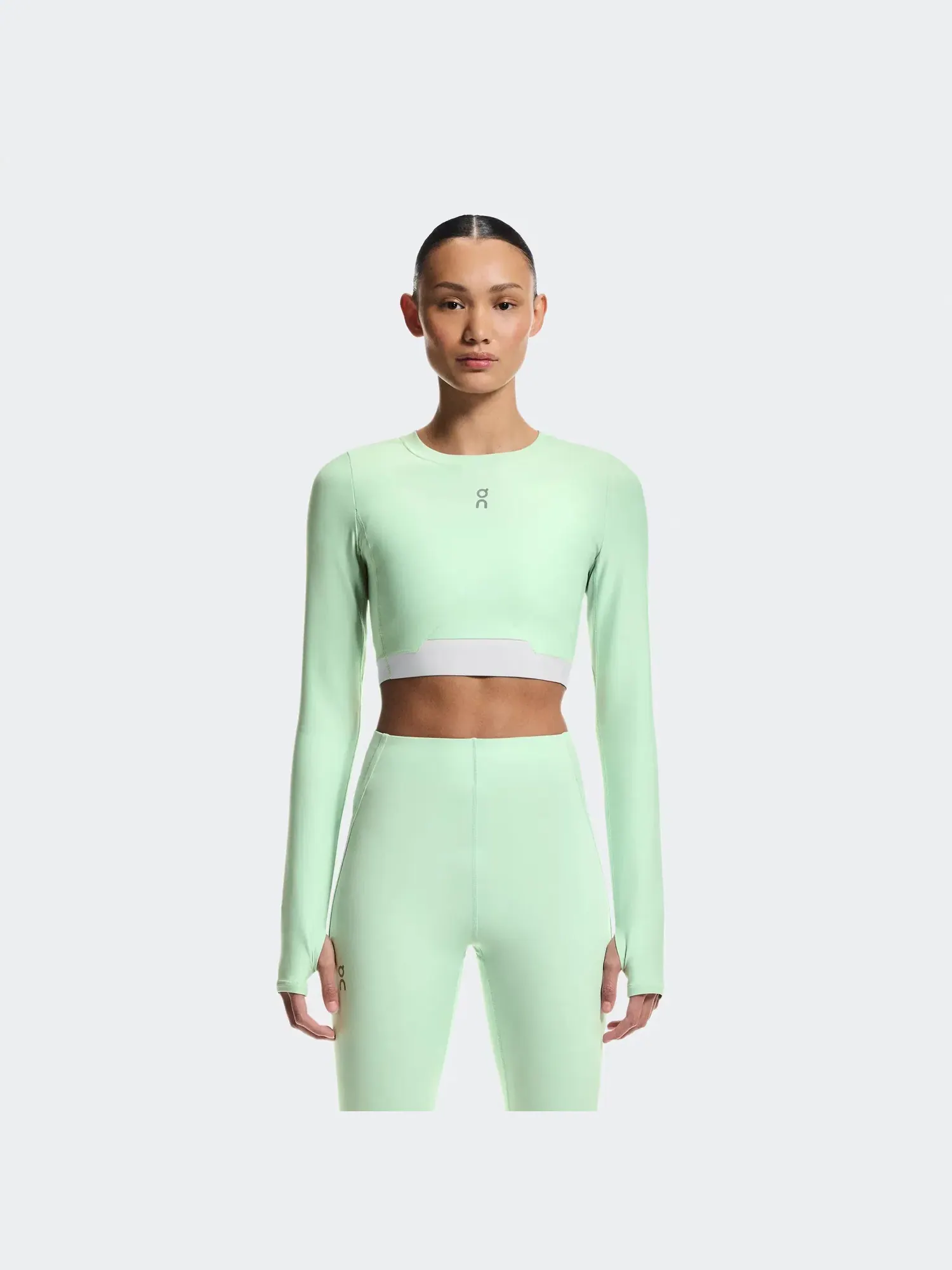 Женский лонгслив-кроп с сетчатой вставкой Train Long Sleeve Crop On, Creek — 9