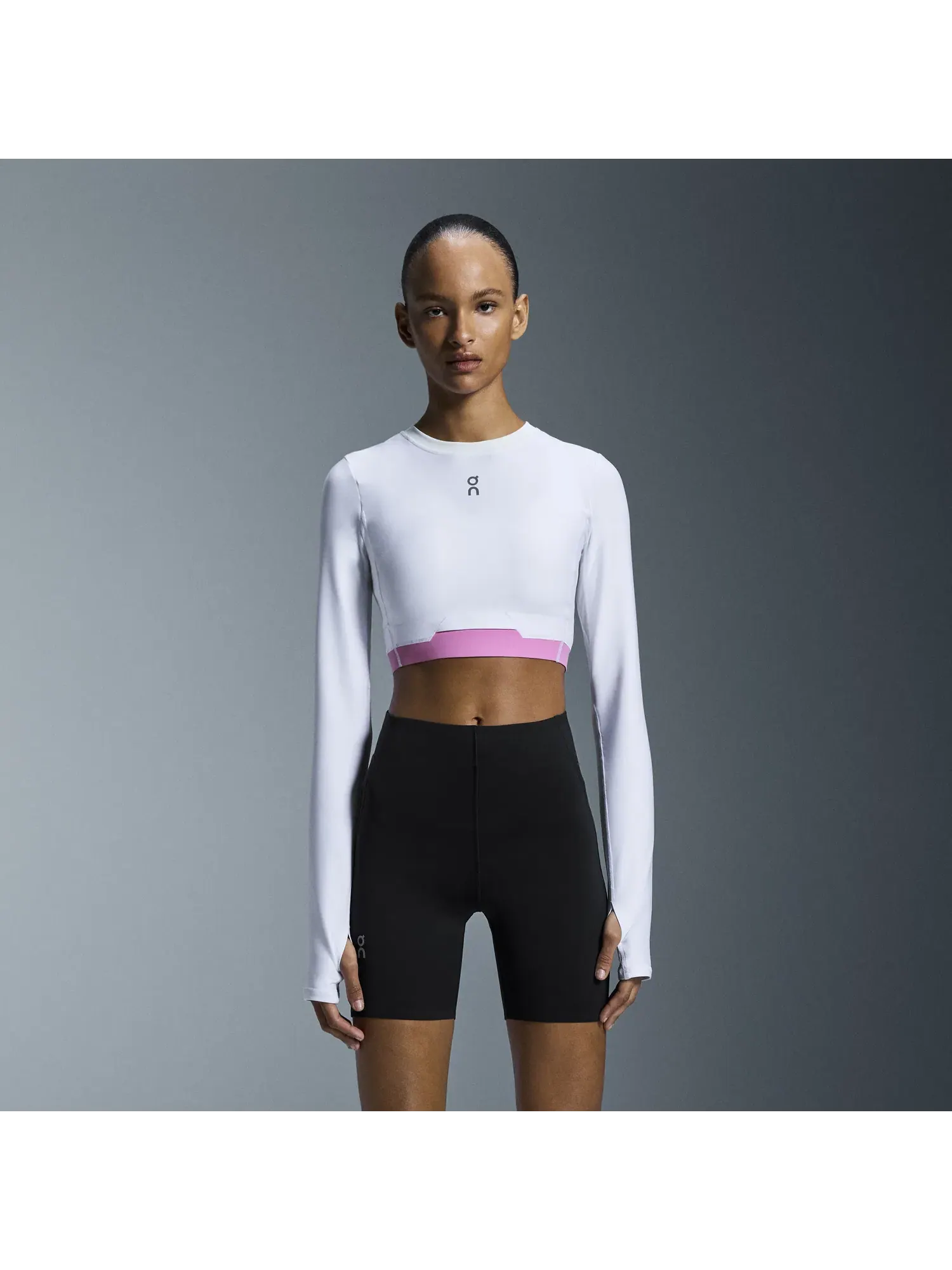 Женский лонгслив укороченный с сетчатыми вставками Train Long Sleeve Crop On — 7