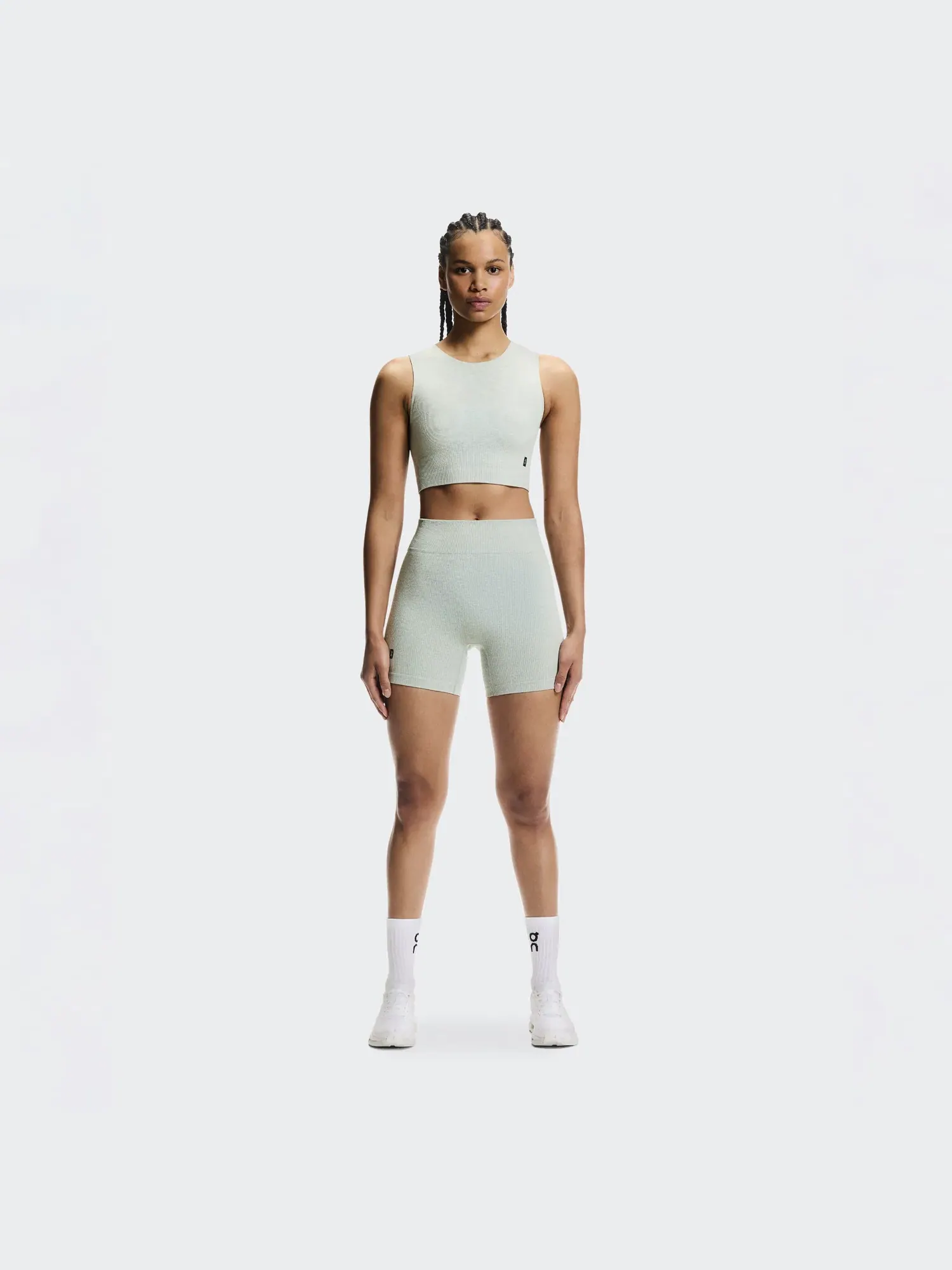 Женские шорты с высокой посадкой Studio Knit Shorts On, Mineral Heather — 8